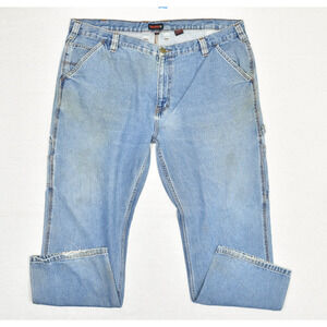 Wolverine Men's Carpenter Work Jeans Straight Stained Cotton Blue Size 42x30